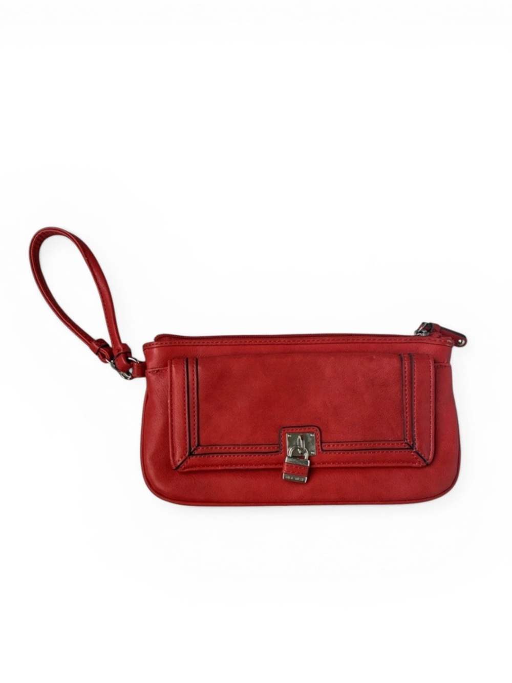 🎆🎇3for$9 Nine West Red-orange Leather Clutch with wristlet.